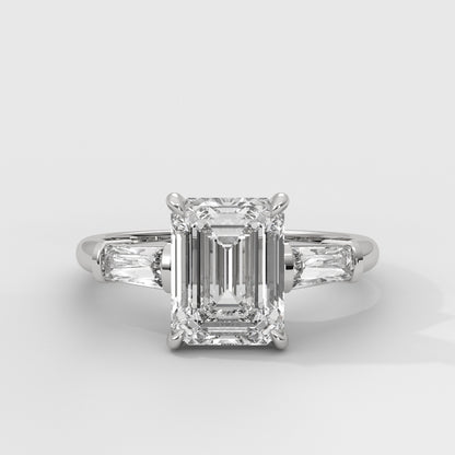 Anillo de Compromiso Baguette Sidestones Emerald