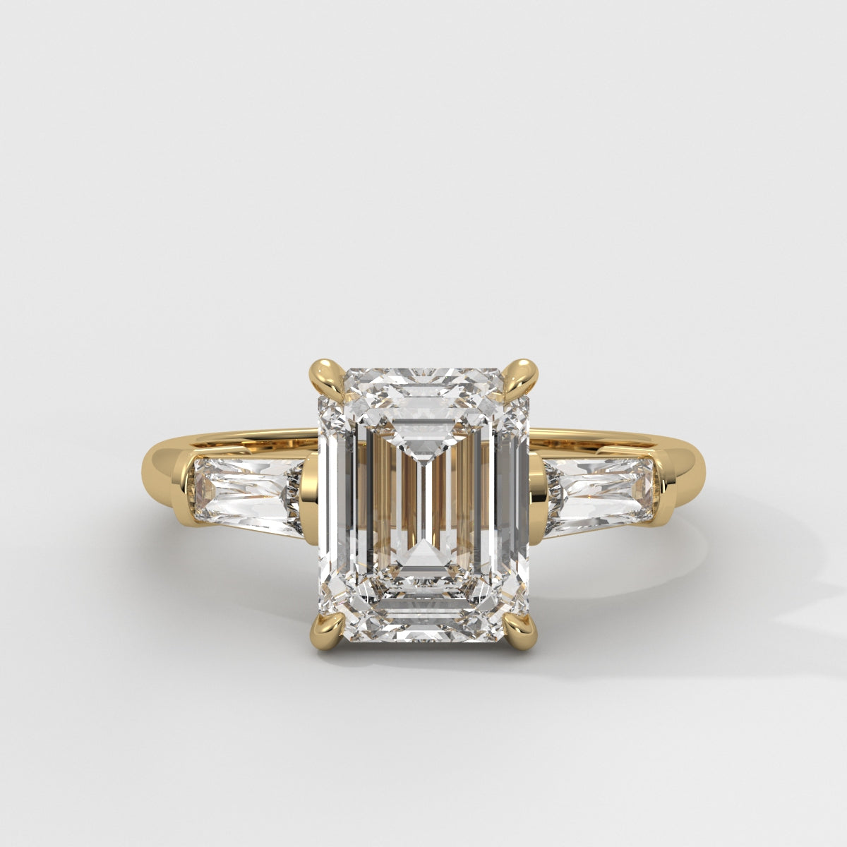 Anillo de Compromiso Baguette Sidestones Emerald