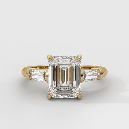 Anillo de Compromiso Baguette Sidestones Emerald