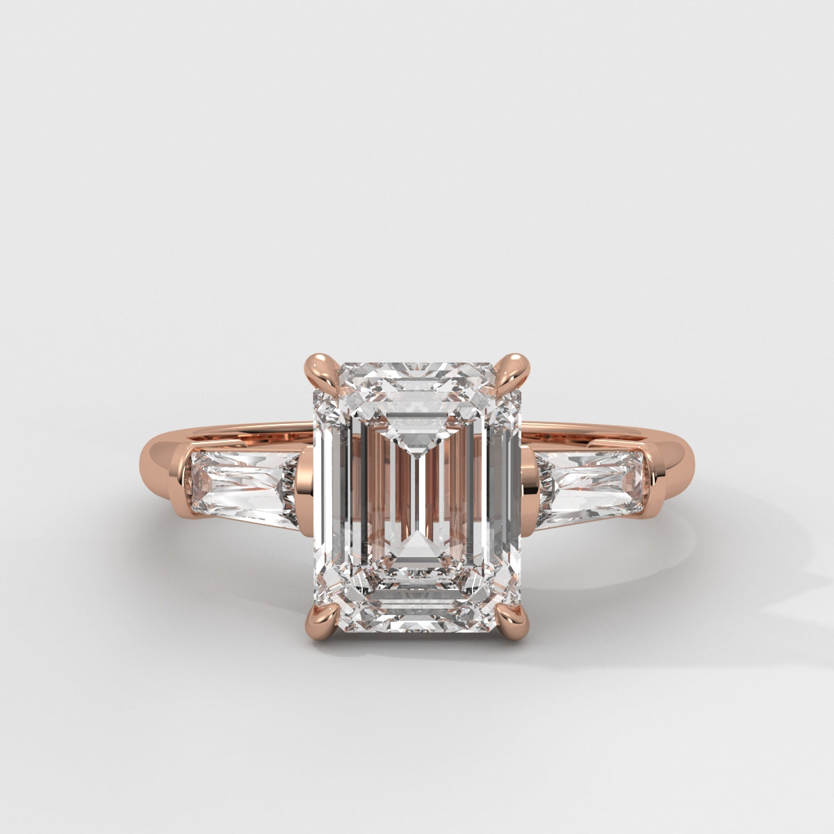 Anillo de Compromiso Baguette Sidestones Emerald