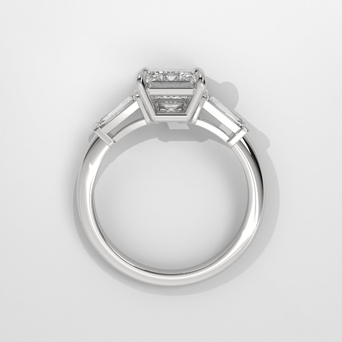 Anillo de Compromiso Baguette Sidestones Emerald