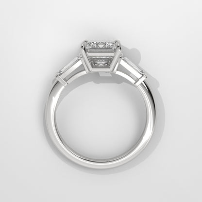 Anillo de Compromiso Baguette Sidestones Emerald