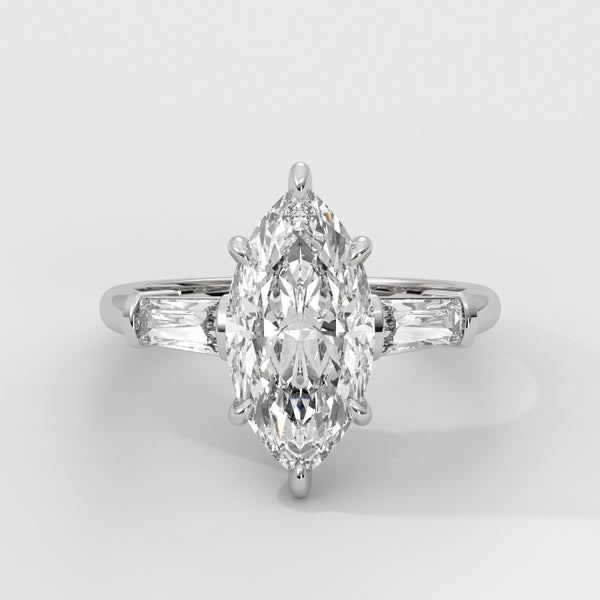 Anillo de Compromiso Baguette Sidestones Marquise