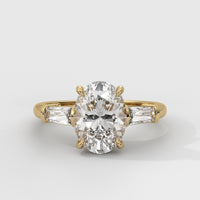 Anillo de Compromiso Baguette Sidestones Oval
