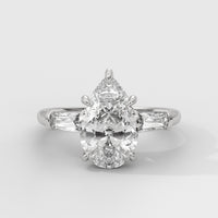 Anillo de Compromiso Baguette Sidestones Pear