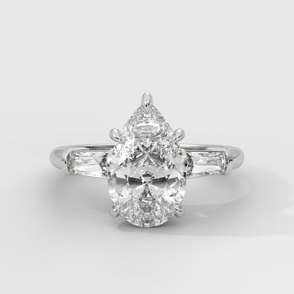 Anillo de Compromiso Baguette Sidestones Pear