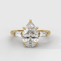 Anillo de Compromiso Baguette Sidestones Pear