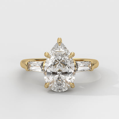 Anillo de Compromiso Baguette Sidestones Pear
