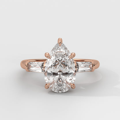 Anillo de Compromiso Baguette Sidestones Pear