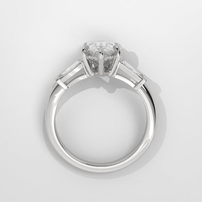 Anillo de Compromiso Baguette Sidestones Pear