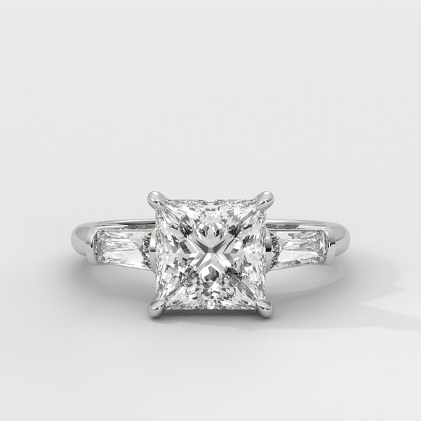 Anillo de Compromiso Baguette Sidestones Princess