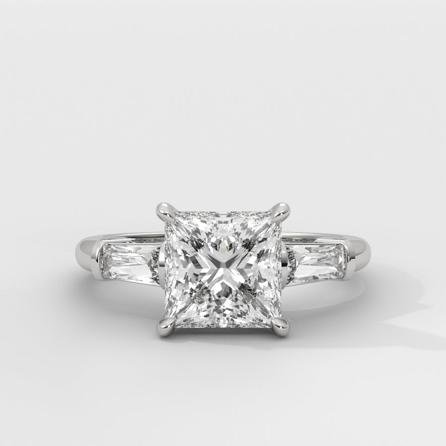 Anillo de Compromiso Baguette Sidestones Princess