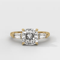 Anillo de Compromiso Baguette Sidestones Cushion