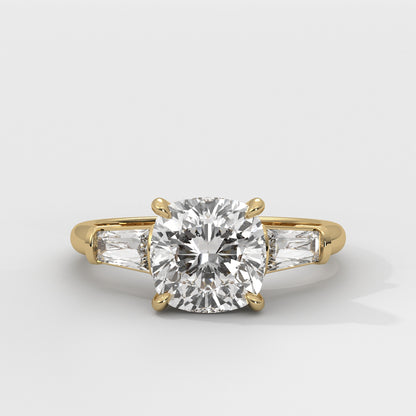 Anillo de Compromiso Baguette Sidestones Cushion