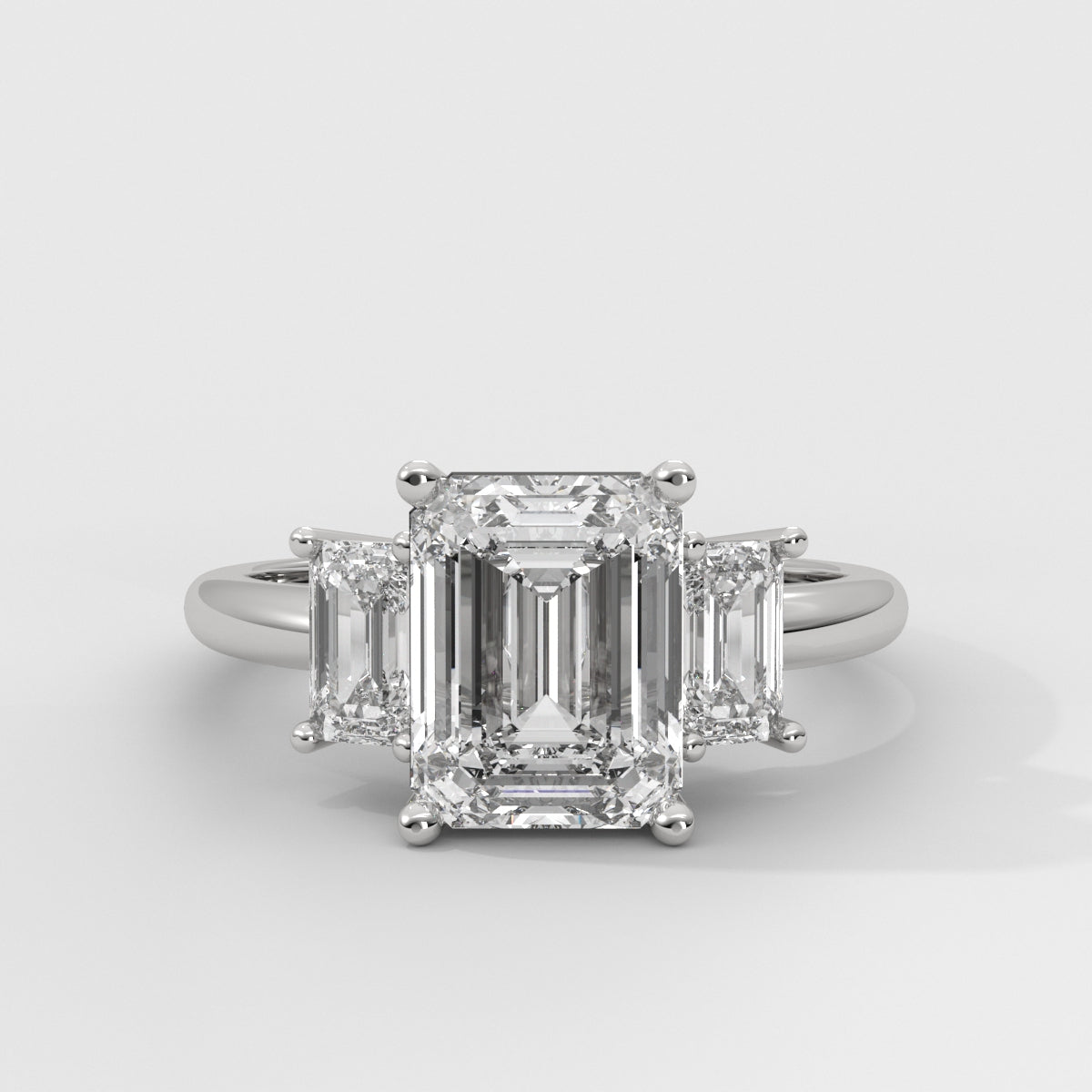 Anillo de Compromiso Three Stone Emerald