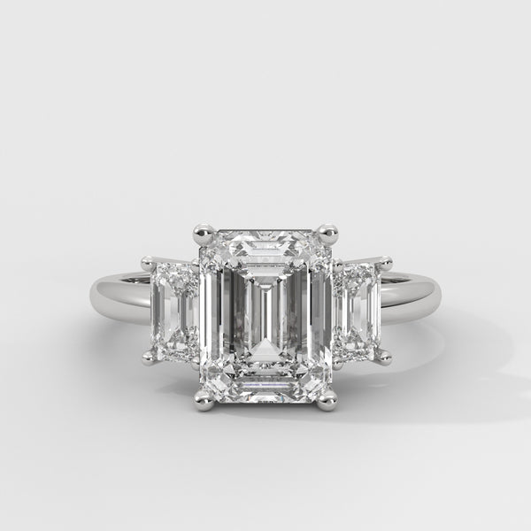 Anillo de Compromiso Three Stone Emerald