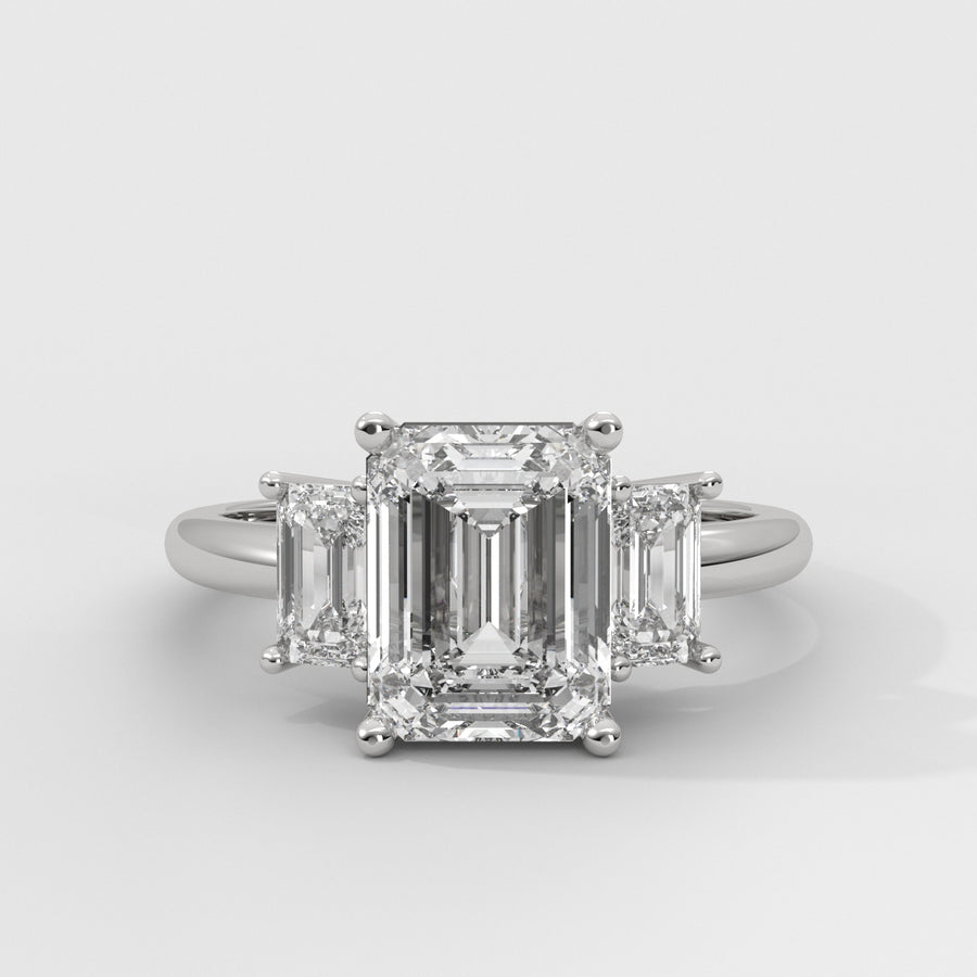 Anillo de Compromiso Three Stone Emerald