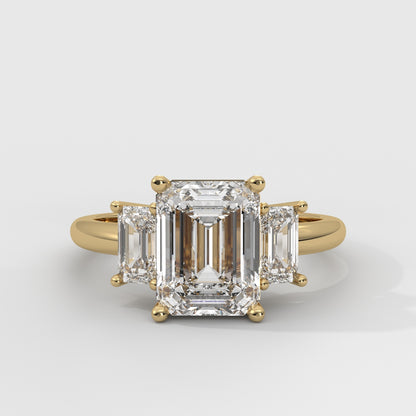 Anillo de Compromiso Three Stone Emerald