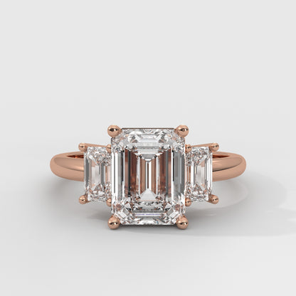Anillo de Compromiso Three Stone Emerald