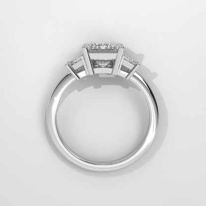 Anillo de Compromiso Three Stone Emerald