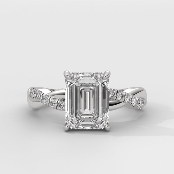 Anillo de Compromiso Twisted Shank Emerald
