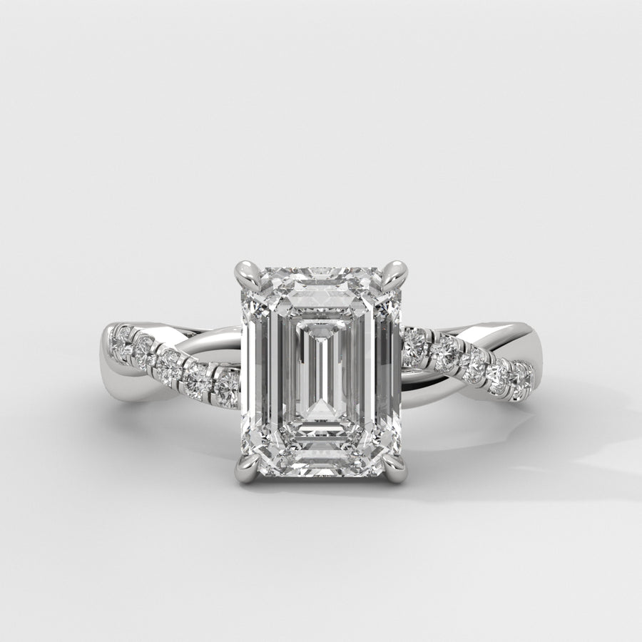 Anillo de Compromiso Twisted Shank Emerald